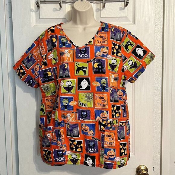 ScrubStar Halloween Print Nursing/Medical Scrubs Size XL - Picture 1 of 6